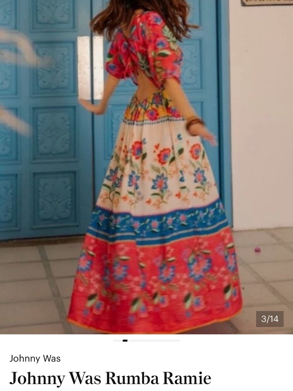 Johnny Was Pink and Cream Floral Backless Maxi Dress